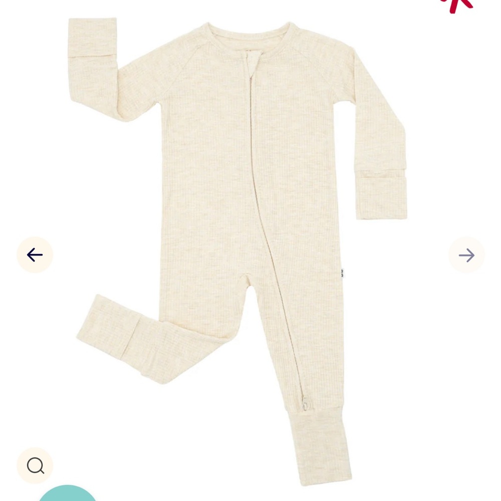 Little Sleepies Ribbed Zippy 0-3 months. Heather Oatmeal.